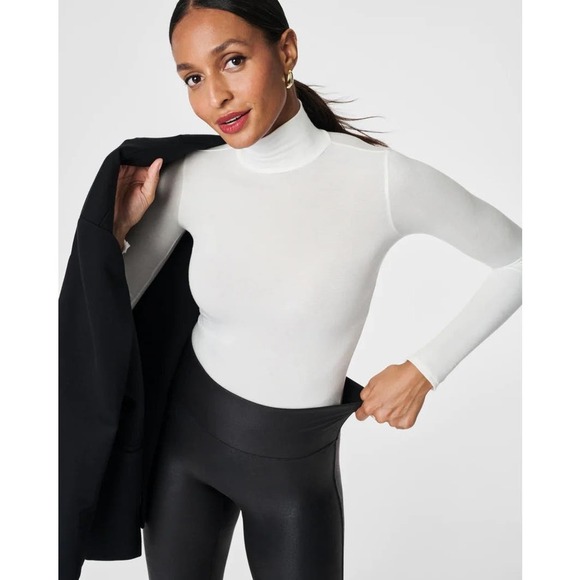 SPANX Faux Leather Leggings Black Large Casual Dressy Ankle Length - Picture 5 of 15